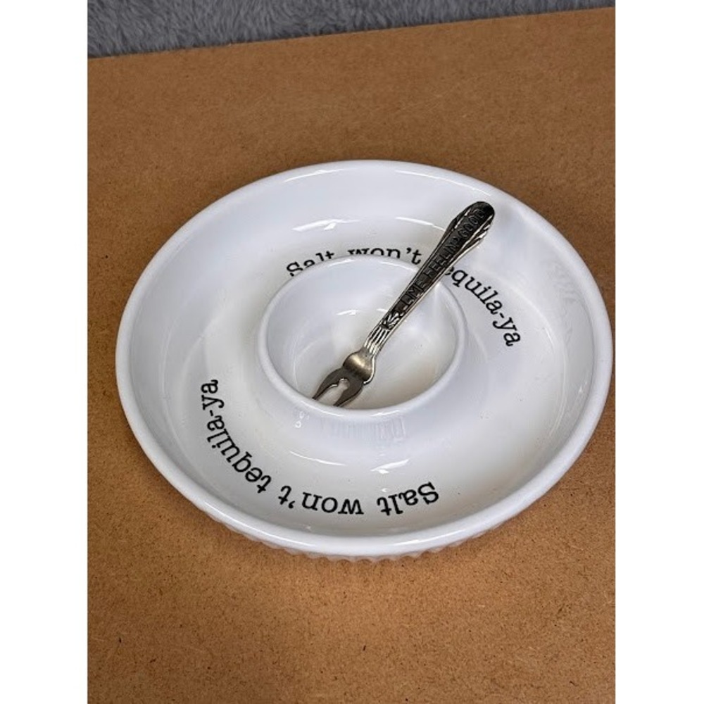 Mud Pie Salt Won't Tequila-ya Ceramic Serving Set with Lime Feelin Good Fork